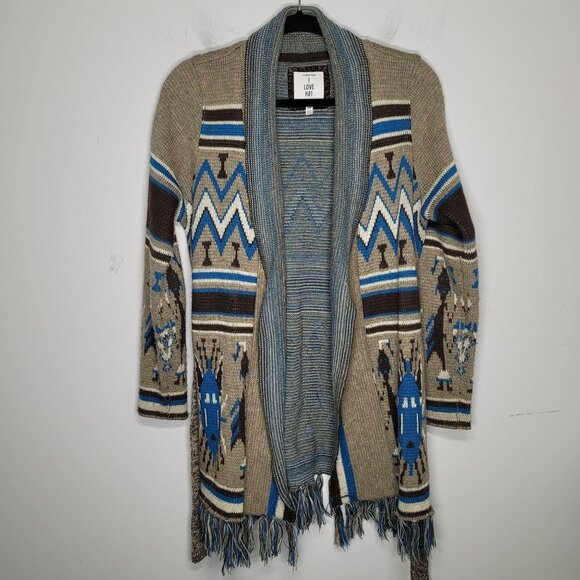 I love h81 forever 21 Womens Small Southwestern Aztec long line Cardigan sweater - Picture 11 of 12